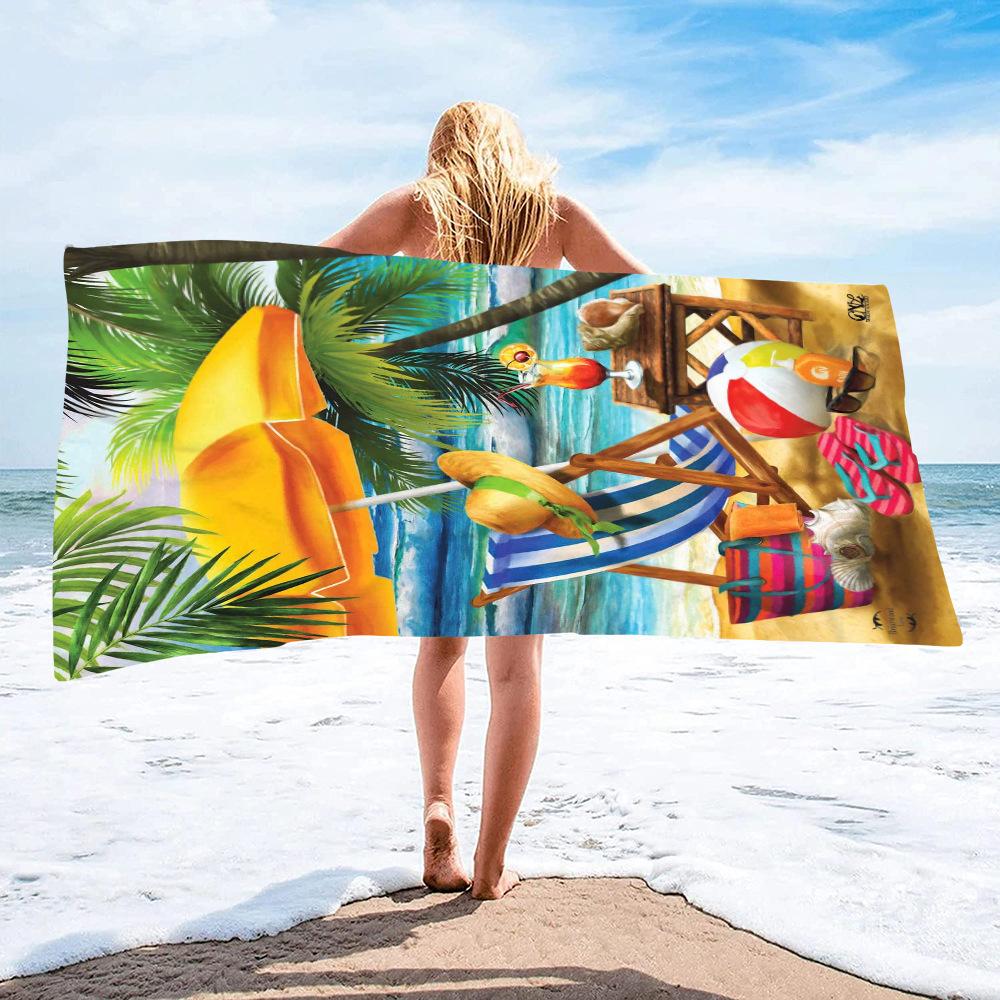 Beach Sandals Collection digital-printed polyester Superfine fiber double-sided fleece Beach vacation bath towel beach towel