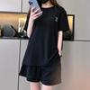 Casual Short Sleeved Shorts Set for Women's Solid Simple Loose Elastic Waist Tracksuit Thin Korean Loose Two-piece Trendy Set