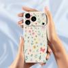 For iPhone 17 Pro Case Floral Bow Pattern Printing Straight Edge TPU Phone Back Cover