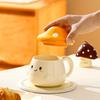 360ml Creative Ceramic Mushroom Coffee Mug with Lid Cute Cartoon Mushroom Decorated Mug Exquisite Afternoon Tea Latte Cup Gifts
