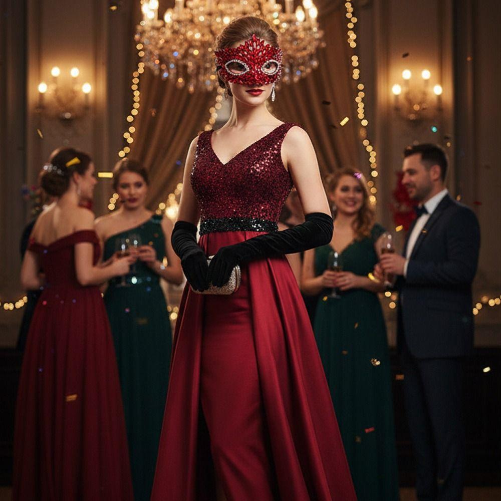 Shiny Acrylic Crystal Half Face Mask Full Jewelry Cosplay Mask Gift Idea Rave Mask  Halloween Event