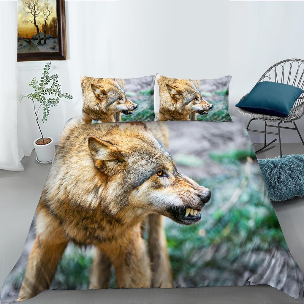Wolf Series Polyester Bedding Two- And Three-Piece Sets Can Be Digitally Printed