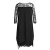 Robe en mousseline pour femme Élégante Longueur genou Tendance Manches 3/4 Mi-longue Robe en dentelle patchwork