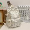 Multi-compartment Bow Pattern School Bag Multi-pocket Rucksack Floral Print Backpack  Travel