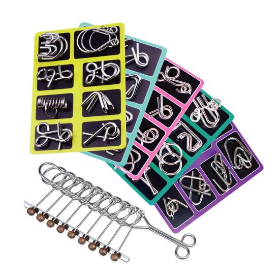 24/32/40/41 Peças Quebra-Cabeça de Metal Anel Teste de Lógica IQ Quebra-Cabeça de Arame 3D Encaixável Crianças Adultos Educacional Destravar Encaixe Jogo Desafiador