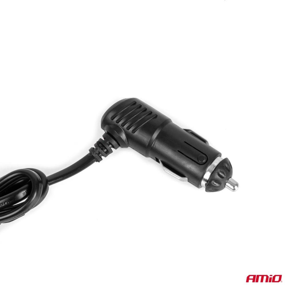 Cigarette lighter socket splitter with charger 2x USB-A ON/OFF LED 12V 24V 100W 70cm AMIO-04363
