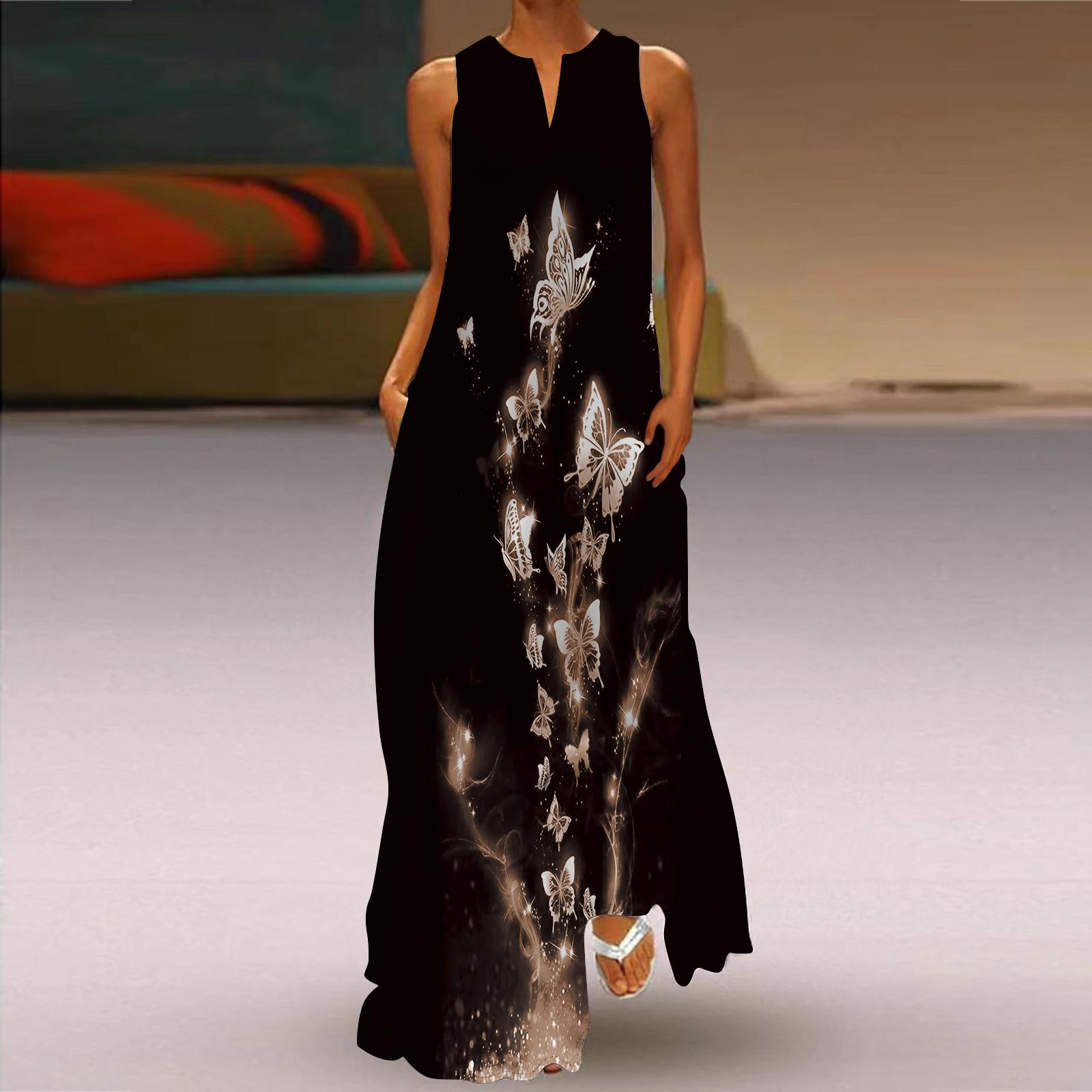 

Жен. Платье А-силуэта Макси Длинные рукава Без рукавов Флуоресцентный принт бабочки Осень/зима V-образный вырез Ретро Стиль Элегантный 8XL серый