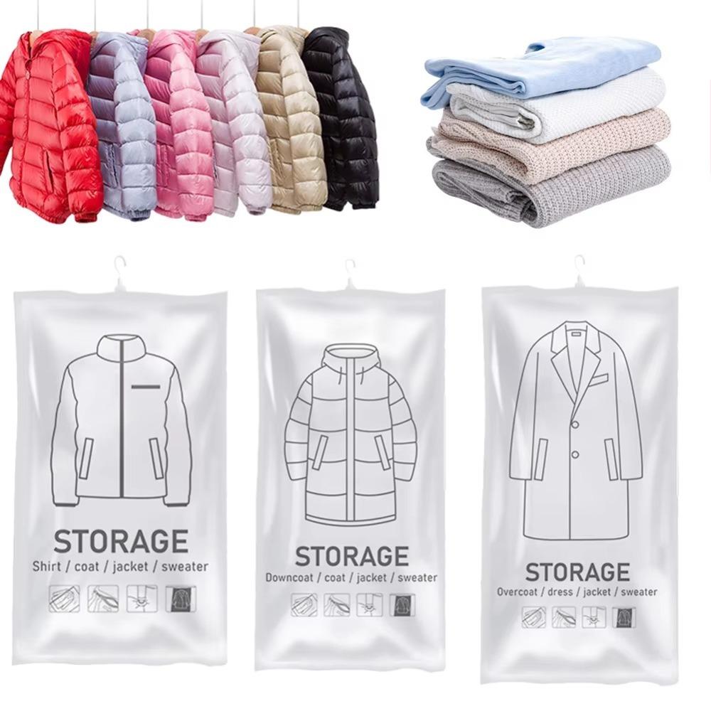 Transparent Vacuum Compression Bag Hang Hook Vacuum Seal Storage Bag  Suits/Dress/Jacket