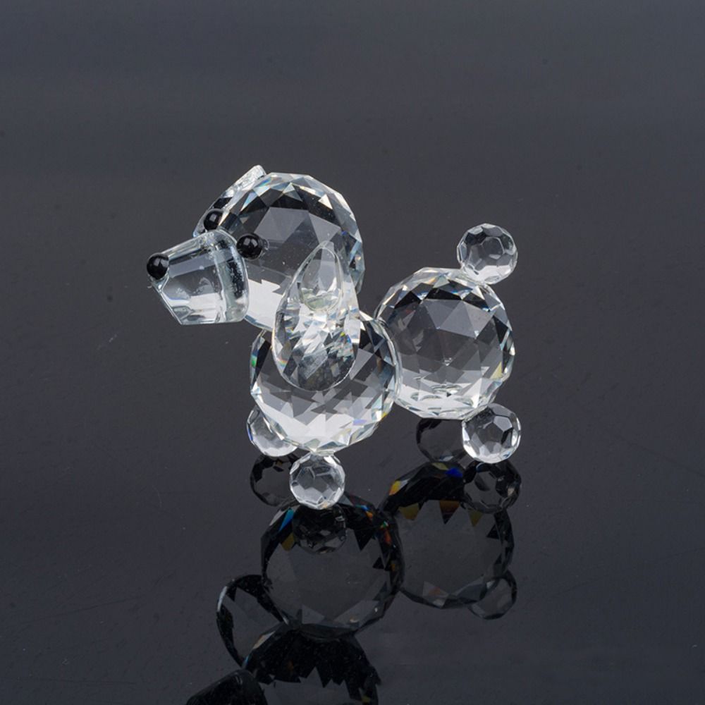 3D Clear Dog Ornament Cute Animal Figurine Funny Crystal Dog Statue Office