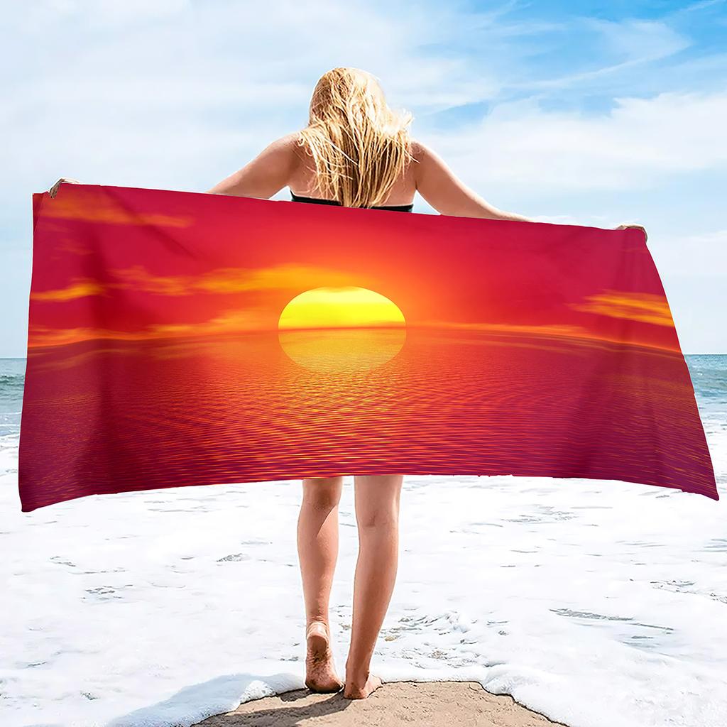 Sun Print Microfiber Beach Towel Large Quick Dry Sand Proof Absorbent Towel for Adult Travel Swimming