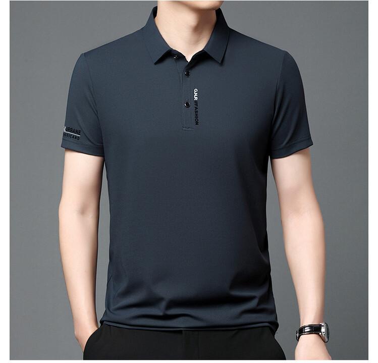 Summer Men's Short-sleeved Lapel POLO Shirt, Fashionable Solid Color Small Waffle Middle-aged Men's Casual Printed Dad Shirt