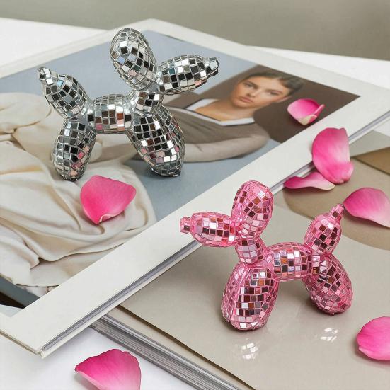 Disco Dog Ornament, Maximalist Balloon Dog Statue for Dog Mom & Dog Dad, Aesthetic Disco Ball Decor, Preppy Apartment Home Decor, Cute Room Decor &