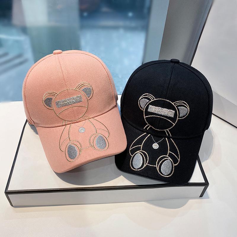 Korean Style Cute Teddy Bear Embroidery Women's Baseball Cap - Versatile Duckbill Sun Hat for Summer and Spring
