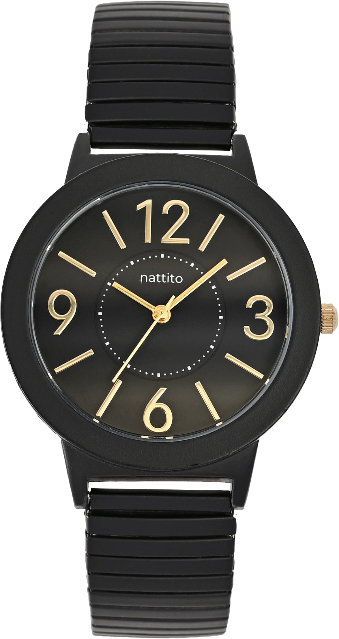 

Fieldwork Women s Analog Watch with Metal Band and Accordion Strap, Stainless Steel, Single Color, Soft Black, JN040-5