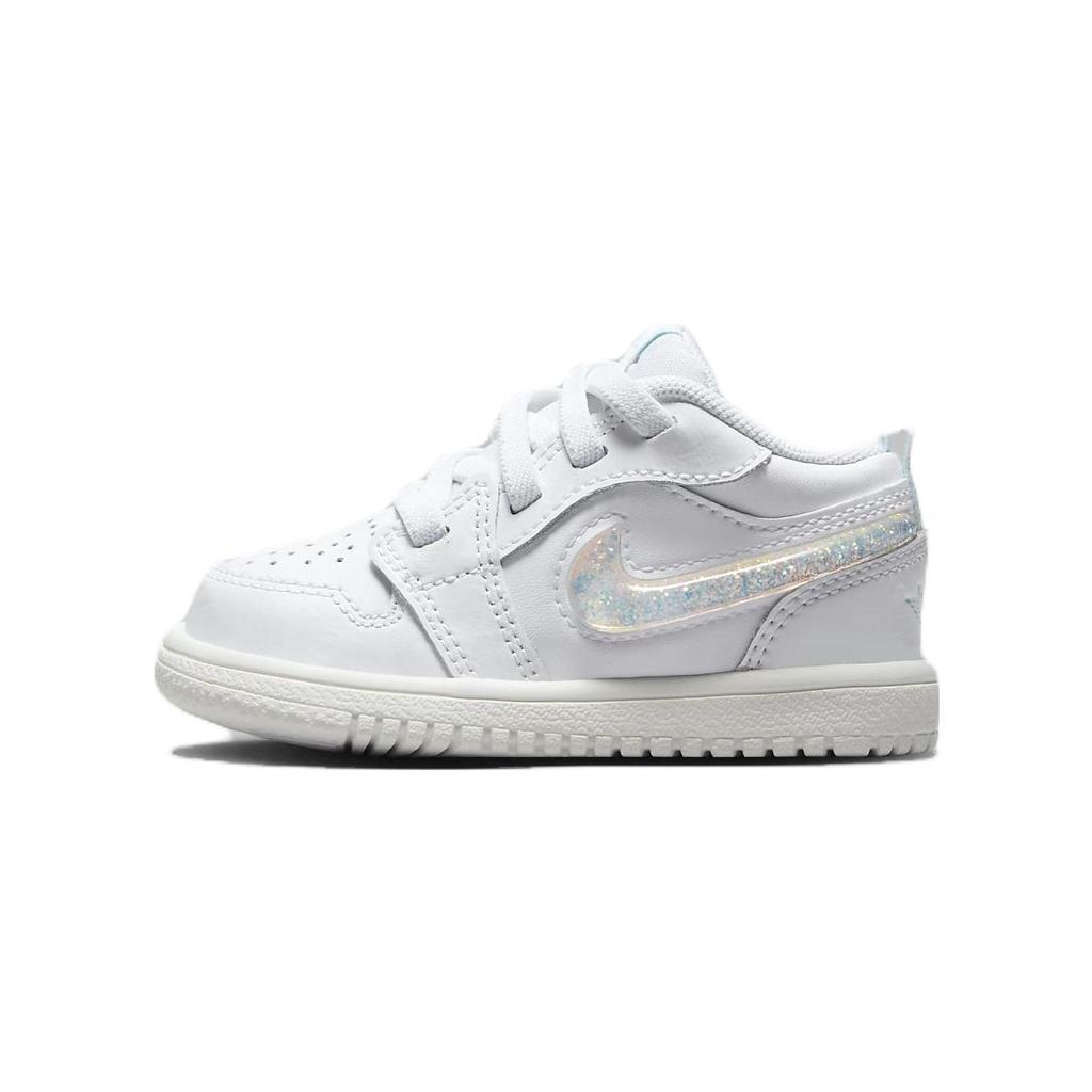 Air Jordan 1 Low Alt SE TD Glitter Swoosh Baby Sneakers White Blue-Tint Summit-White FQ9114-100