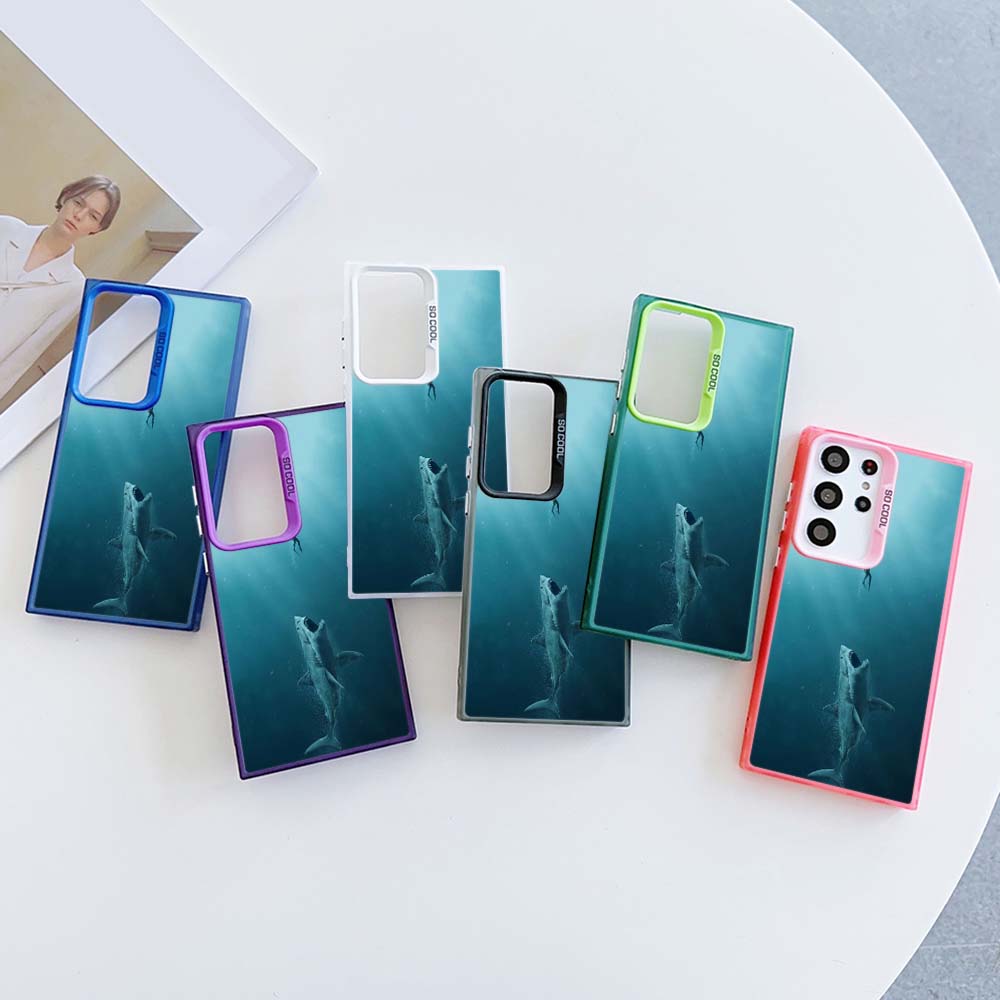 

N54 Чехол для телефона с мягкой каймой «Большая белая акула» для Samsung S24 S22 S23 Ultra A54 A34 A24 A14 A15 Xiaomi POCO X5 Pro Redmi Note 12S, твердая задняя крышка