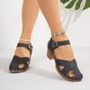Closed Toe Thick High Heel Sandals Women Summer Ankle Buckle Beach Sandles Woman Plus Size Anti-Slip Platform Sandalias De Mujer