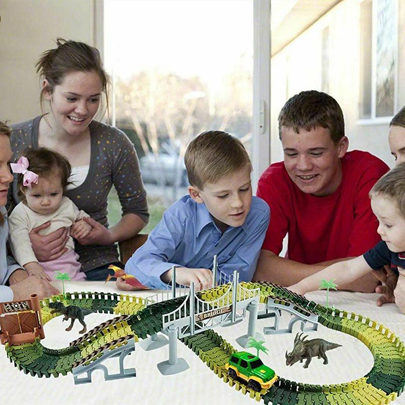 Dino Dinosaur 144pcs World Kid Flexible Race Car Track Construction Play Set Toy