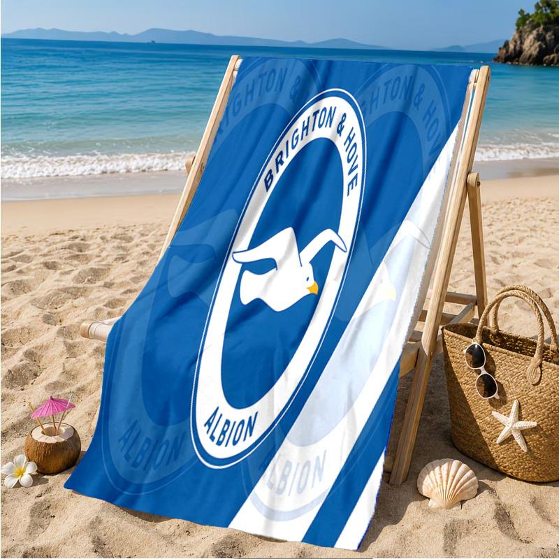 Πετσέτα Παραλίας με Έμβλημα Brighton & Hove Albion, Πετσέτα Παραλίας από Μικροΐνες, Ελαφριά και Γρήγορου Στεγνώματος, για Καλοκαιρινά Ταξίδια, Πισίνα, Δώρο Γενεθλίων