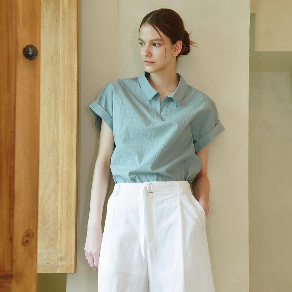 ACUD Punching Detail Shirt Blouse _ L.Blue