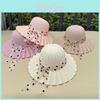Summer Straw Hat With Wavy Edges And Ribbon Tie For Women And Girls Sun Protection