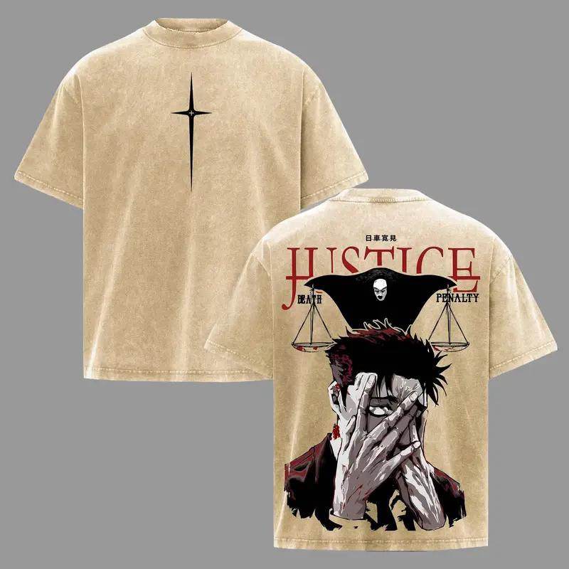 

Jujutsu Kaisen Higuruma Hiromi Anime Printed Tee Men Women Washed Cotton T-shirts Manga Vintage T Shirt Harajuku Male Tshirt S бежевый