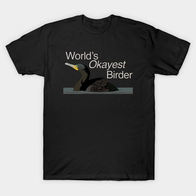 

Men Black Print T-shirt World S Okayest Birder No-Cut Transfer Paper Print Cotton Tshirt 3XL чорний