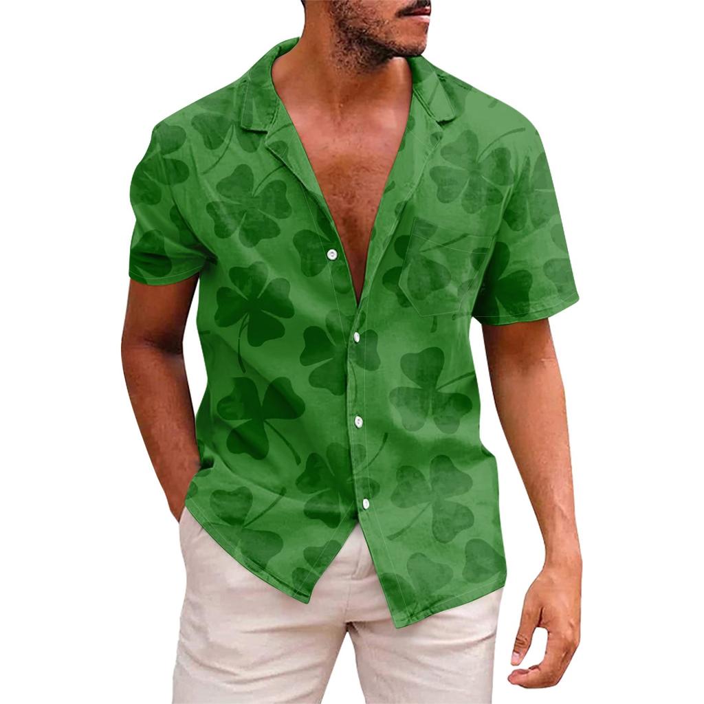 Men's Printed Button Short Sleeve Shirts Men's Casual Fashion Short Sleeve Shirts