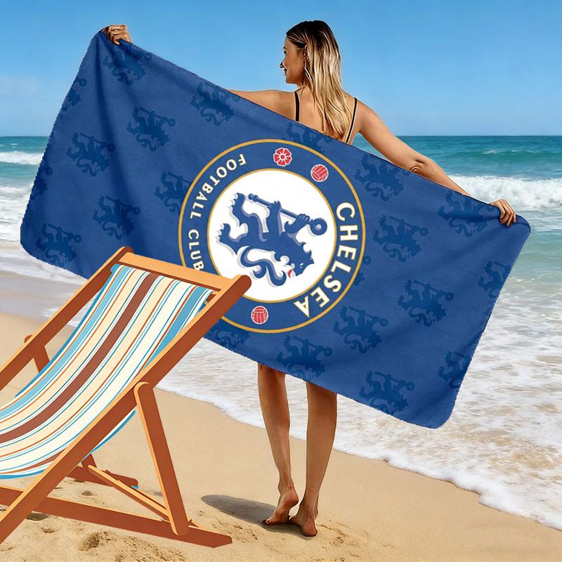 Chelsea F Print Beach Towel, Large Soft Quick Dry Towel for Beach Camping Swimming
