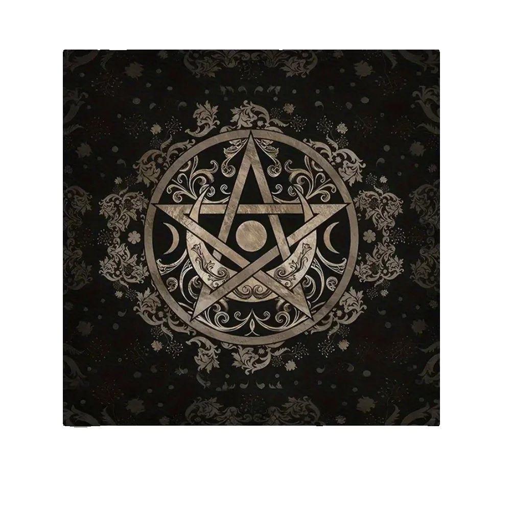Zwarte Spirituele Altaarkleed voor Tarot Lezen Heks Astrologie Ritueel Fluweel Tafelkleed Orakel Kaartspel Bord 60X60CM(2X2FT