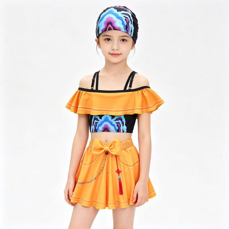 Nuovo Costume da Bagno Due Pezzi con Spalline per Bambina Set Gruppo di Ragazze Cosplay
