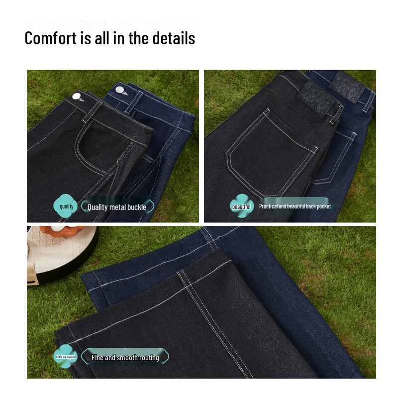 ESE-Y Dámské široké kalhoty s vysokým pasem z imitace denimu