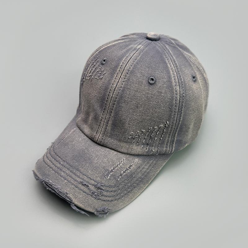 Korean Retro Broken Style Baseball Hat New Men Women Gradient Sunshade Distress Breathable Street Versatile Fashion Snapback Cap