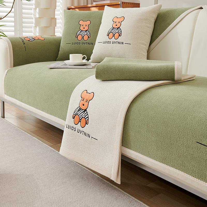 Sofa Cushion, Universal Fabric for Living Room, Chenille Embroidery, Nordic Simple Cushion, Sofa Cover, Cloth Towel