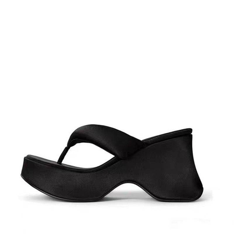 Fashion Silver Leather Platform Flip Flops Women Thick Bottom Slides Beach Shoes Female Sandalias De Mujer Verano 2025 Pantuflas Mujer