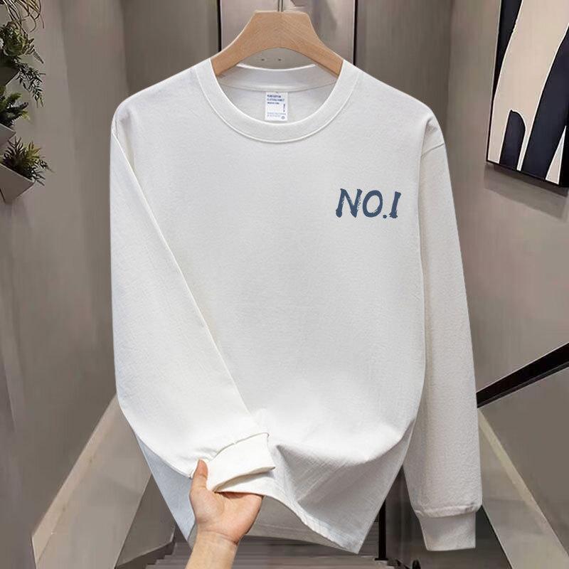 Heavy Trendy Brand Cotton T-Shirt Long-Sleeved Men'S Bottoming Shirt Trendy Autumn And Winter Men'S And Women'S Crew Neck Sweater