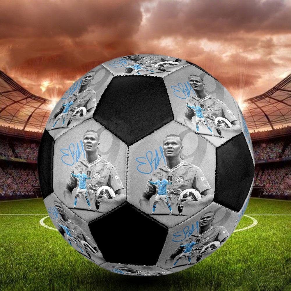 Erling Size 5 Soccer Ball, Machine-Stitched PVC, Durable & High Bounce, All Ages Fit, Fan Merchandise, Matches & Outdoor Use.