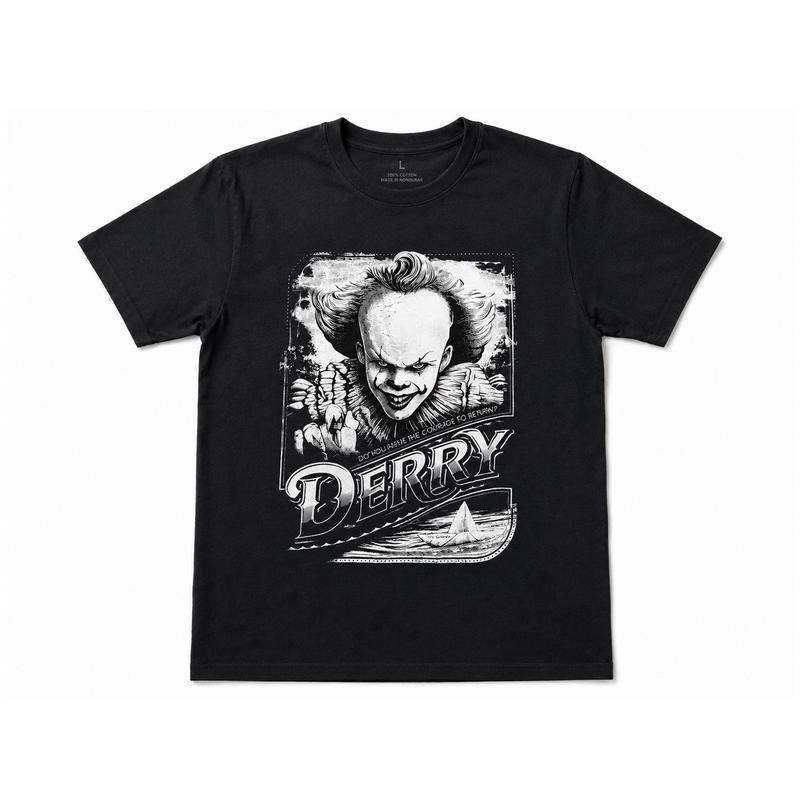 IT Pennywise Horror Graphic Unisex T-Shirt Large Black Stephen King Movie Tee M