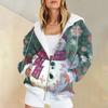 Ladies Fashion Casual Christmas Print Sweatshirt Autumn Winter Long Sleeve Cardigan Jacket With Pocket Zipper Hoodie Jacket