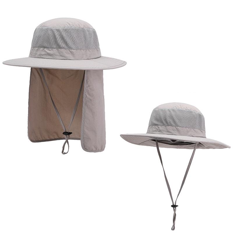 

Летняя шляпа-ведро с широкими полями для женщин и мужчин, уличная дышащая шляпа для походов и рыбалки, мужская шляпа от солнца с защитой от ультрафиолета и клапаном на шею