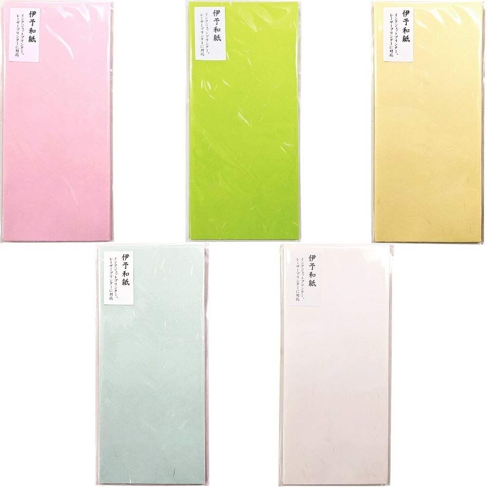 Ehime Paper Sakurashinoko Iyo Washi Long Size 10 Envelopes per Co., Ltd. Envelopes, Gekka, 4, Pack, Assorted, SEG-AS-10P
