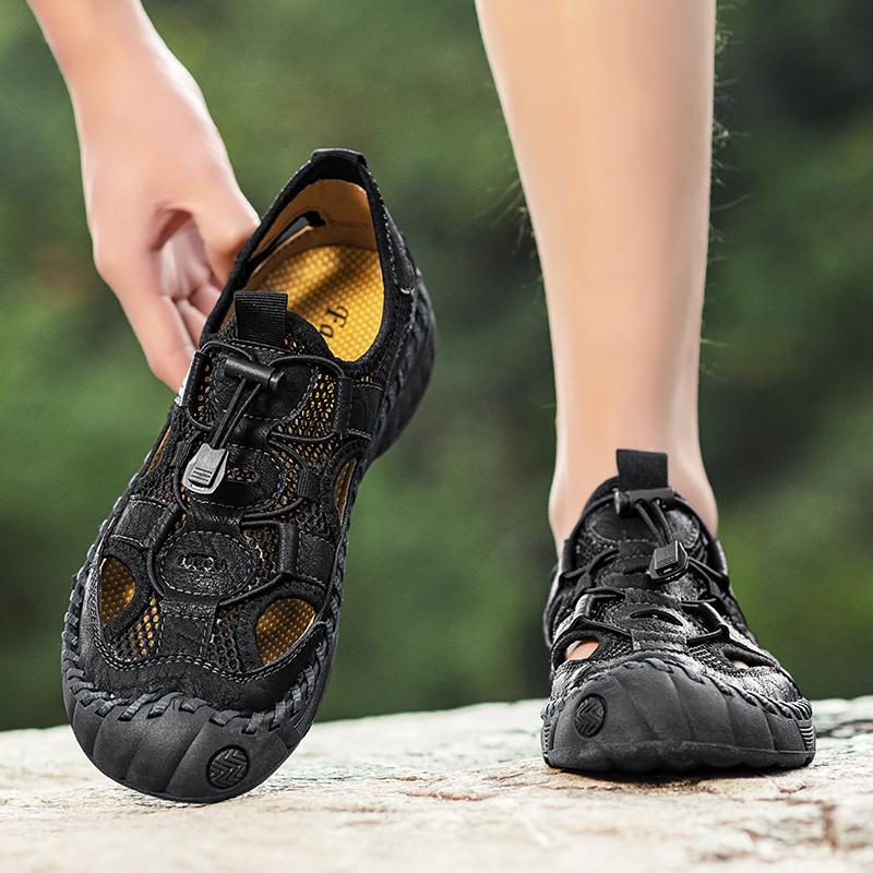 38-48 Sommer Herren Sandalen Outdoor Mesh Strand Sandalen Freizeitschuhe Sneaker Herren Leder Sandalen