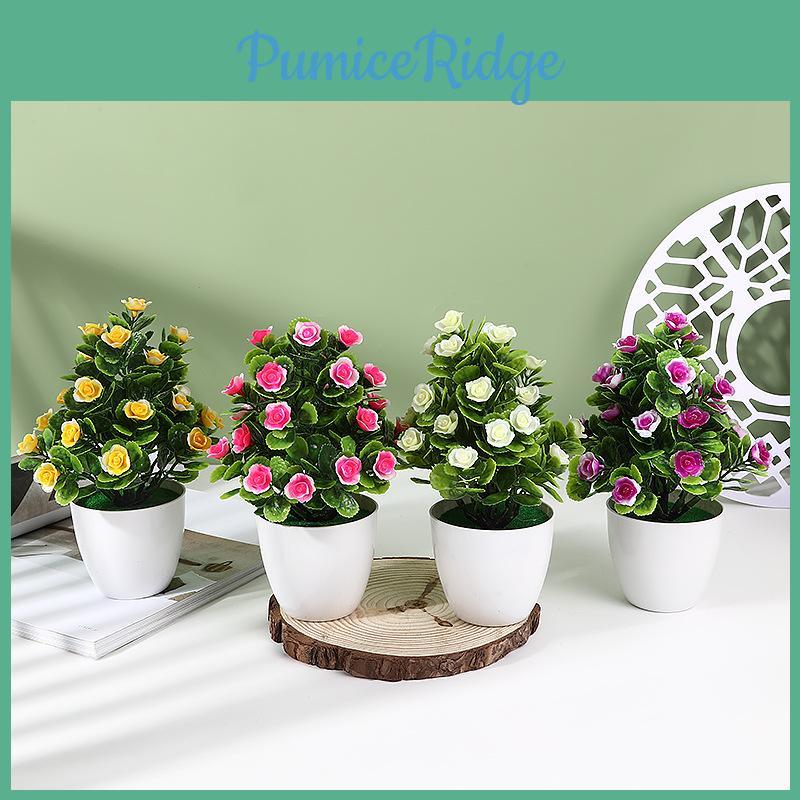 Fake Hibiscus Flower 25pcs Round Small Potted Plants For Coffee Table Ornaments And Scene Decoration