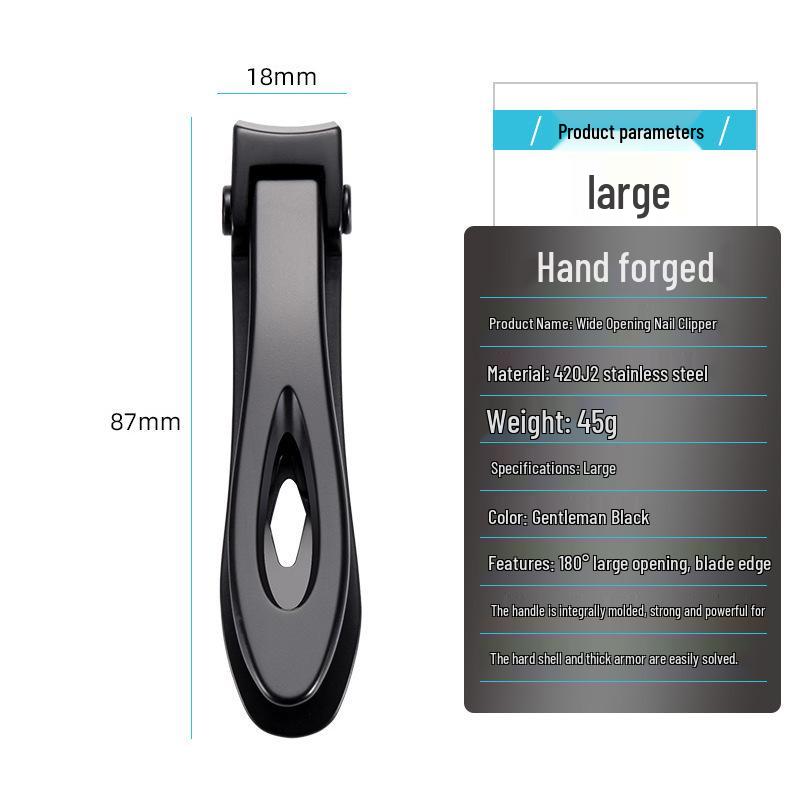 Large Opening Stainless Steel Anti-Splash Nail Clippers for Thick, Hard Nails & Onychomycosis Repair