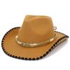European and American style contrasting colors warped edge western cowboy hat big eaves thickened jazz hat popular top hat woolen hat