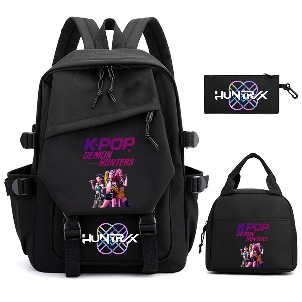 3Pcs/set Cartoon Kpop Demon Hunters Printed Backpack for Teenger Children Student Large Capacity Schoolbag Girl Gift Women Travel Bag Mochila