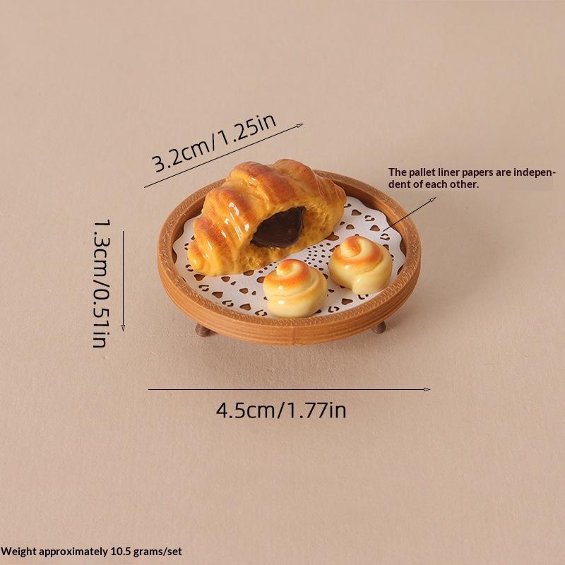 Realistic Dollhouse Miniature Coffee & Pastry Set Food Tray Accessory for Doll House Diorama Art Decor Collection Gift