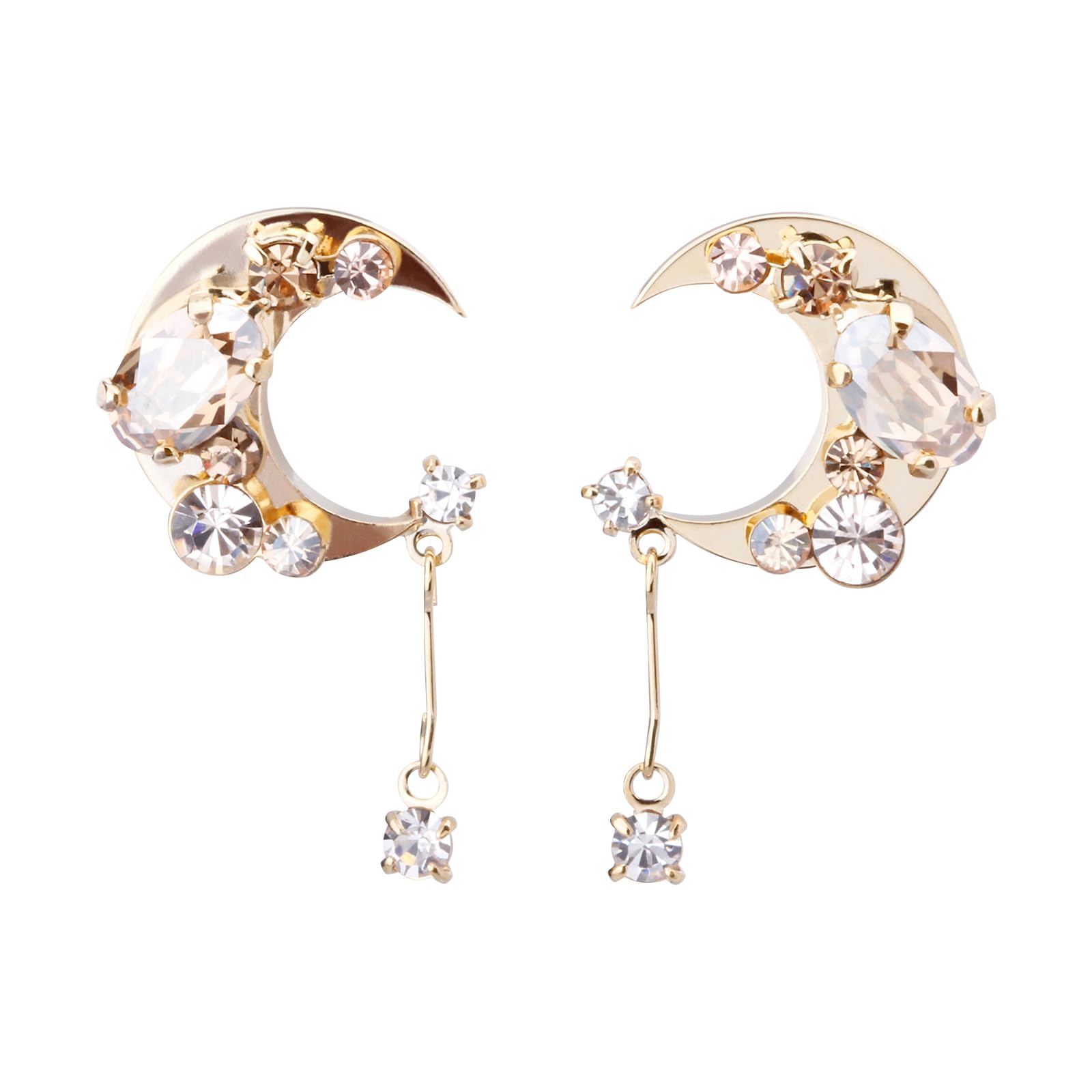 

LOKUMI Made in Preciosa Crescent Bijou Crescent Moon Nickel Gold x Earrings, Japan, Crystal, Hypoallergenic, Moon, Earrings, Crescent, Large, Women s,