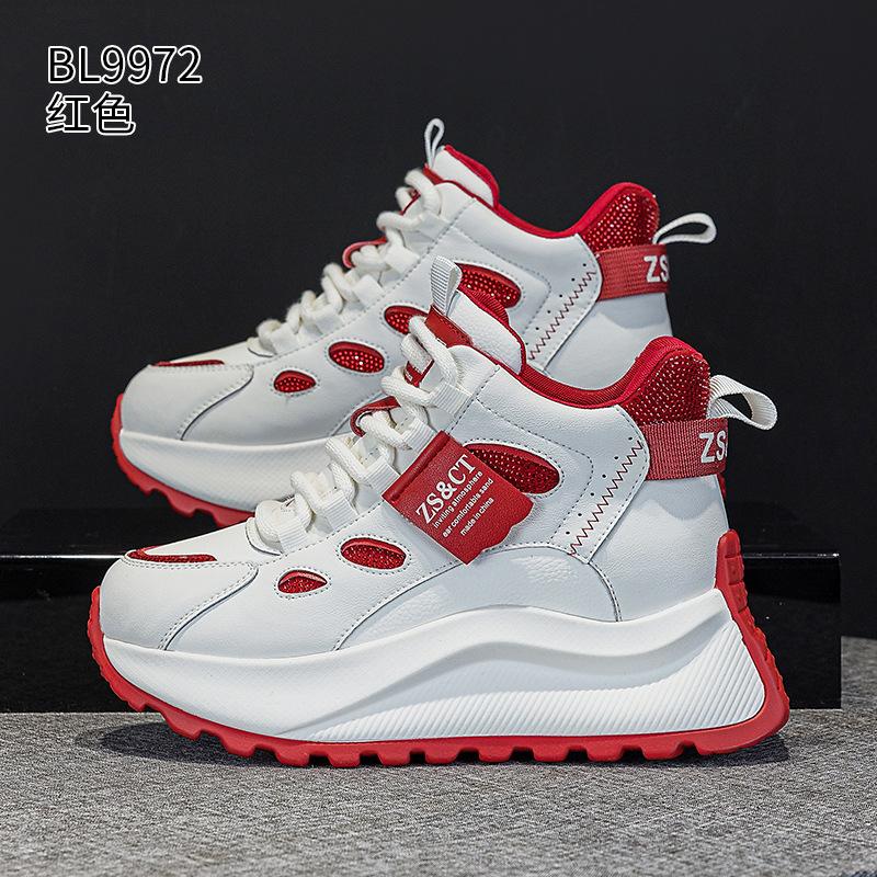 Thick-soled high-top dad shoes, new comfortable small height-increasing fleece sports and leisure shoes in autumn and winter