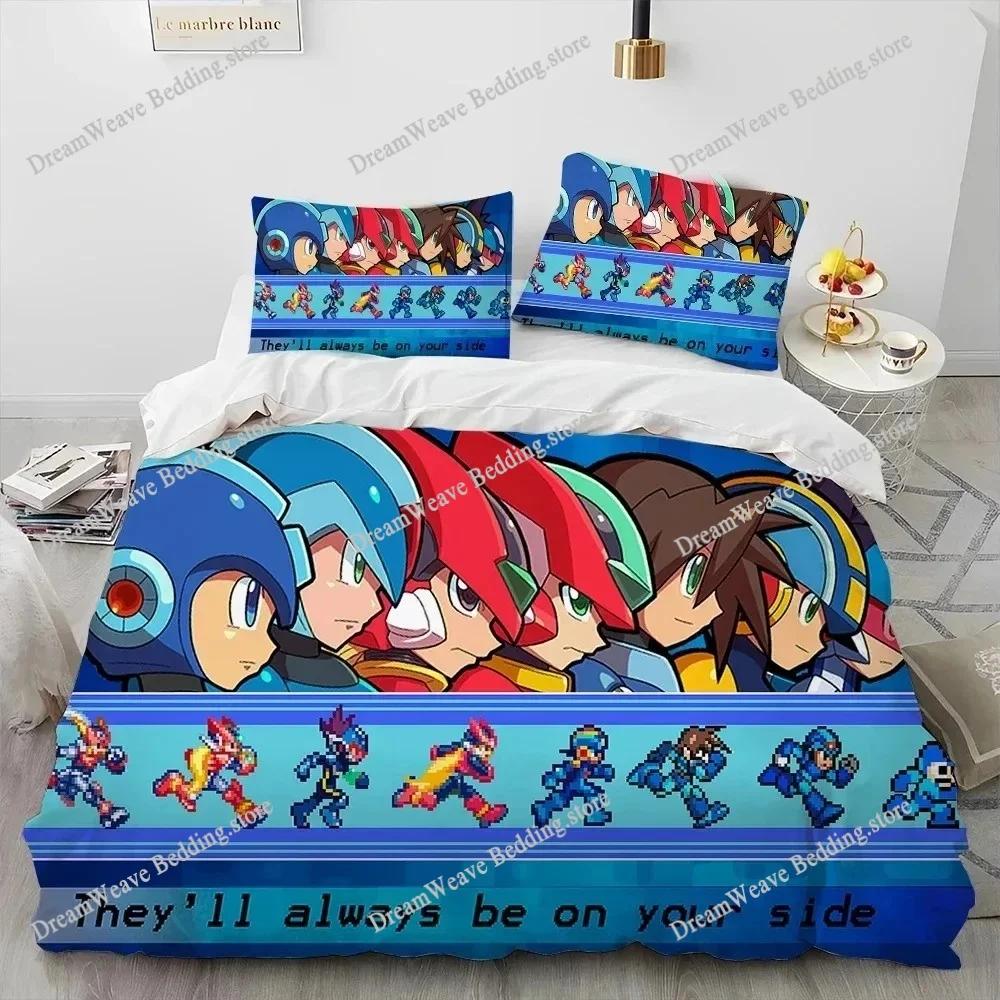 Mega Man X DiVE Bedding Set Single Twin Full Queen King Size Bed Set Adult Boys Bedroom Duvet Cover Sets 3D Anime Bed Set